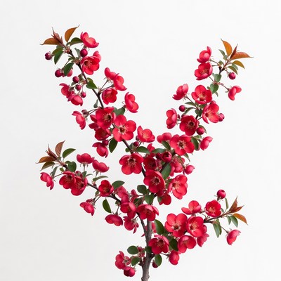 Red Flowering Cherry Branch