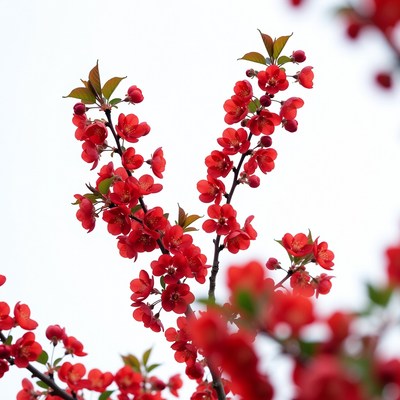 Red Flowering Cherry Blossoms