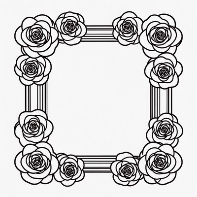 Rose Flower Outline Frame