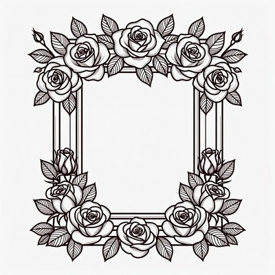 Rose Flower Frame Border