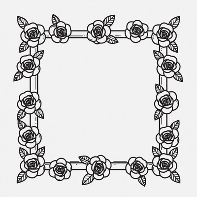 Black Outline Rose Frame