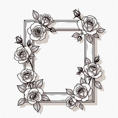Black and White Rose Frame