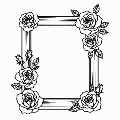 Black and White Rose Frame