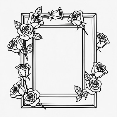 Rose Floral Frame Illustration