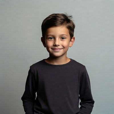 Smiling boy in black shirt