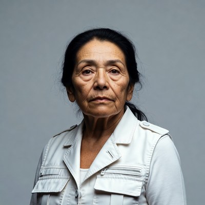 Elderly Asian woman in white vest