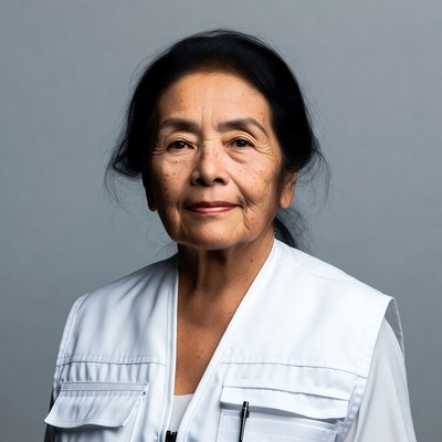 Elderly Asian woman in white vest