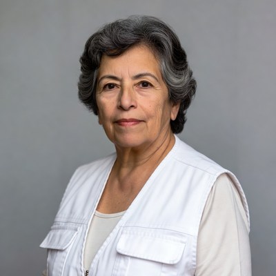 Elderly woman with gray hair