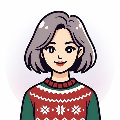 Smiling woman in Christmas sweater