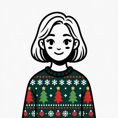 Woman in Christmas Sweater Illustration