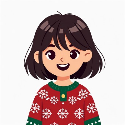 Smiling girl in Christmas sweater