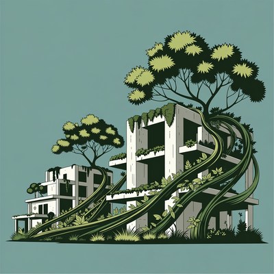 Overgrown Vines on Abandoned Buildings