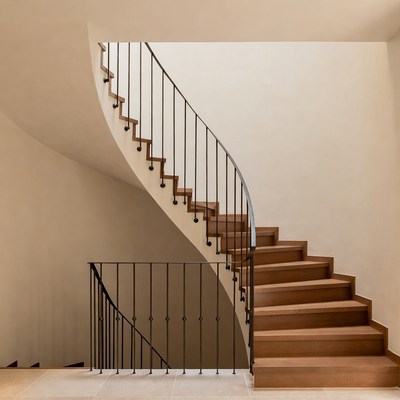 Spiral Staircase with Black Iron Railing