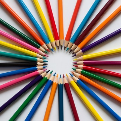 Colorful Pencils Arranged in Circle