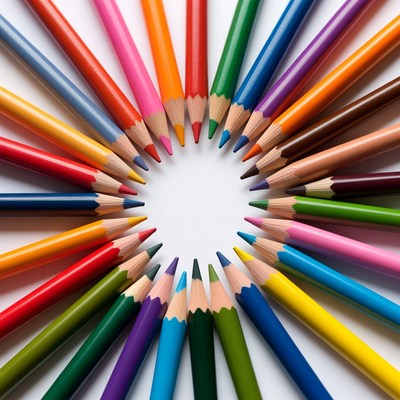 Colorful Pencils Arranged in Circle