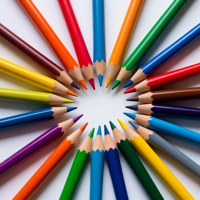 Colorful Pencils Arranged in Circle