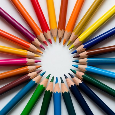 Colorful Pencils Arranged in Circle