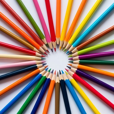 Colorful Pencils Arranged in Circle