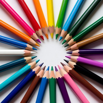 Colorful Pencils Arranged in Circle