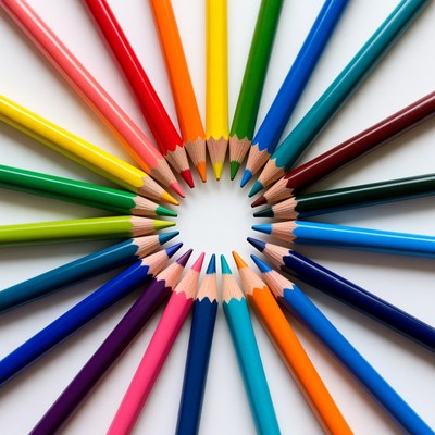 Colorful Pencils Arranged in Circle