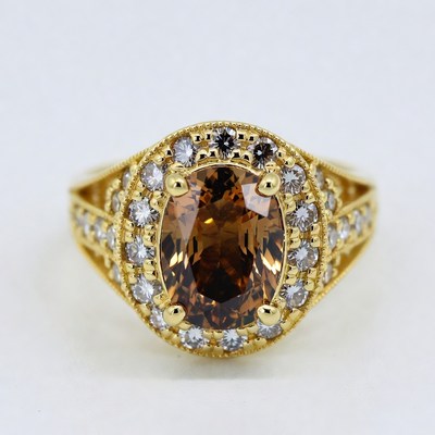 Oval Brown Gem Gold Ring