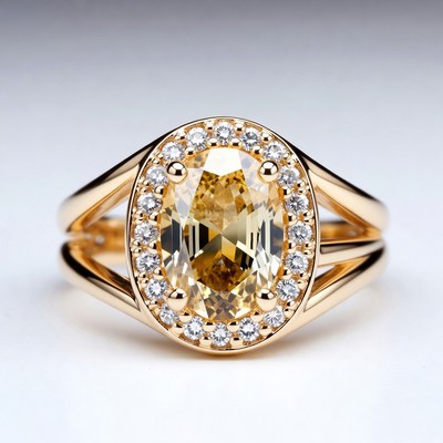 Oval Yellow Sapphire Gold Ring