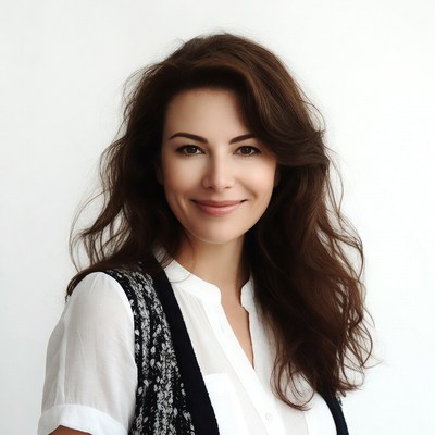 Smiling woman with long brown hair