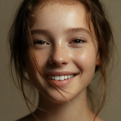 Smiling girl with freckles