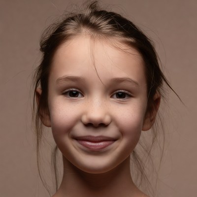 Smiling girl with messy hair