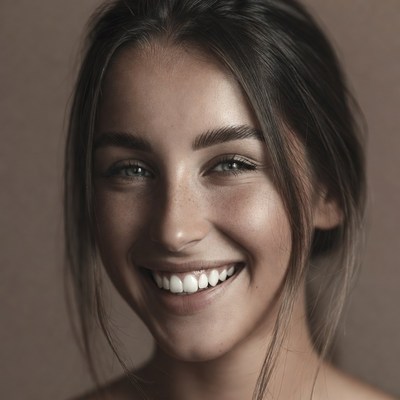 Smiling woman with brown hair