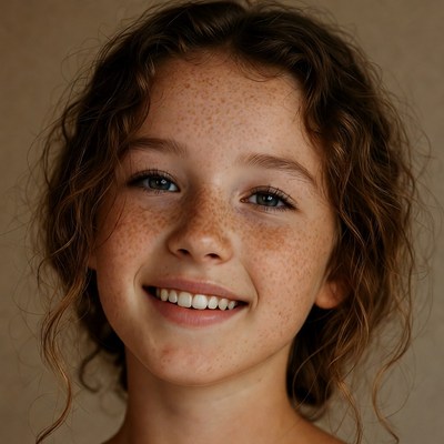 Smiling girl with freckles