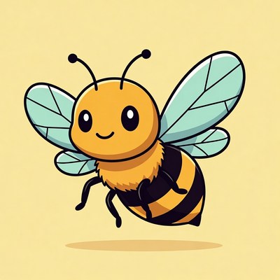 Cute Cartoon Bee Flying