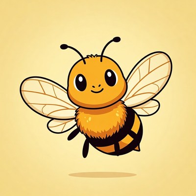 Cute cartoon bee flying
