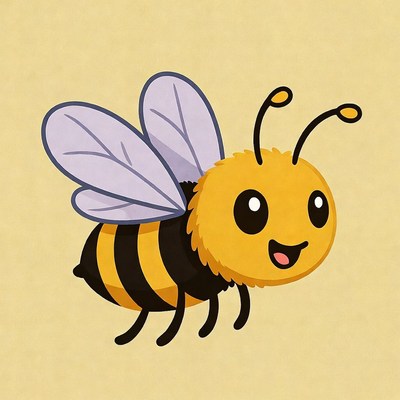Cute cartoon bee smiling