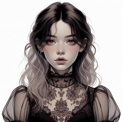 Portrait of woman in lace dress