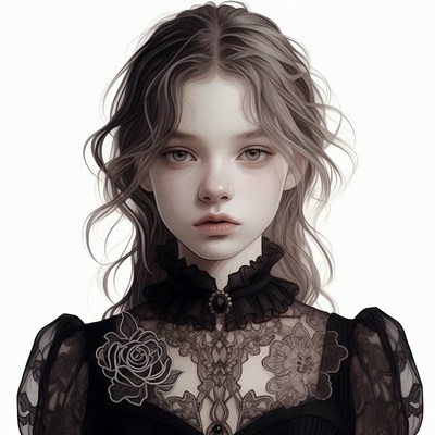Young woman in gothic lace dress