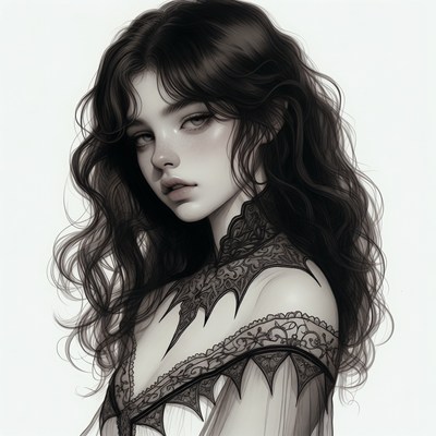 Portrait of woman in lace collar dress