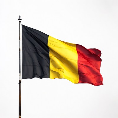 Belgian Flag Waving on Pole