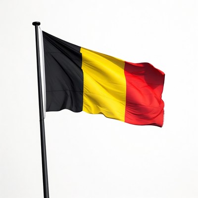Belgium Flag Waving on Pole