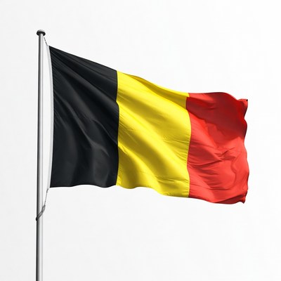 Belgium Flag Waving on Pole