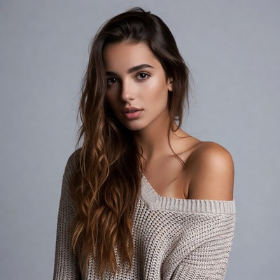 Woman in off-shoulder sweater