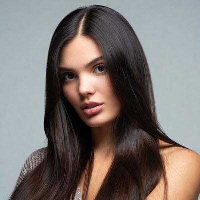 Beautiful woman with long black hair