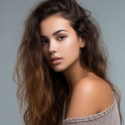 Beautiful woman with wavy brown hair