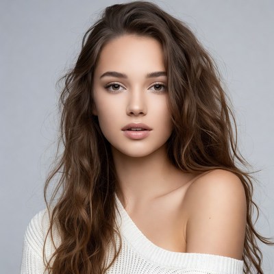 Beautiful woman with wavy brown hair