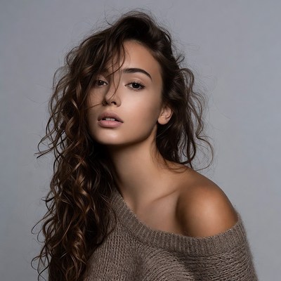 Beautiful woman with wavy brown hair