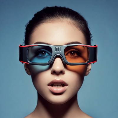 Woman wearing 3D glasses