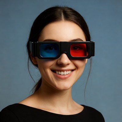 Woman wearing 3D glasses