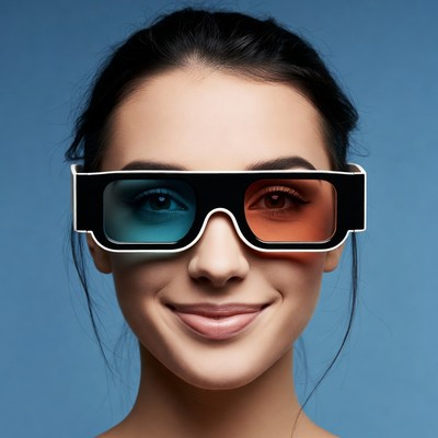 Woman wearing 3D glasses