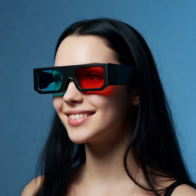 Woman wearing 3D glasses