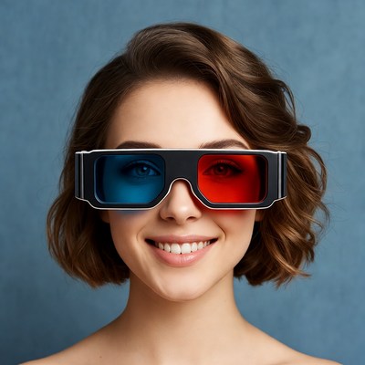 Woman wearing 3D glasses